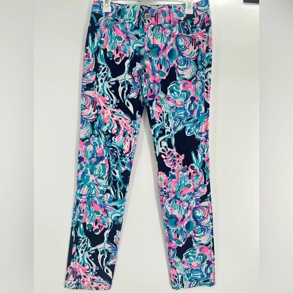 Lilly Pulitzer Callahan Chino Bright Navy Caught Up Pants Size 2 - Picture 2 of 10